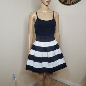 Striped Black and White Xhilaration Umbrella Skirt